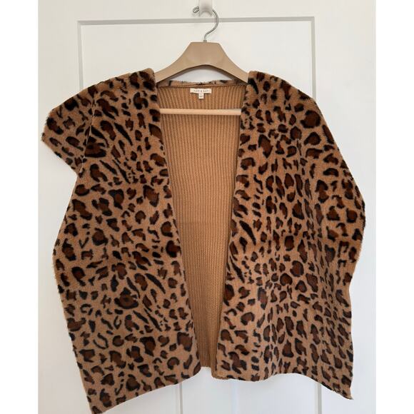 Kate and Sam Jackets & Blazers - Kate and Sam Faux Fur Vest Size LARGE Brown Black Animal Print